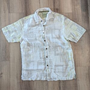 Tommy Bahama Island Estate Mens Large 100% Linen Button Up Shirt White